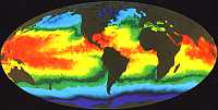Earth's sea surface temperature obtained from two weeks of infrared observations, 
NASA