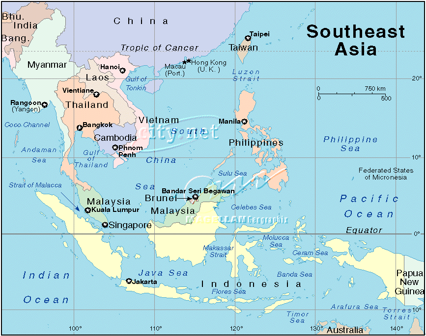 southeast asia map political. Larger Political Map